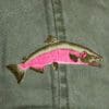 A fish patch is shown on the back of a jacket.