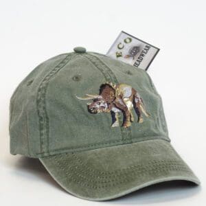 A hat with an image of a elephant on it.
