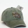 A green hat with an elephant on it