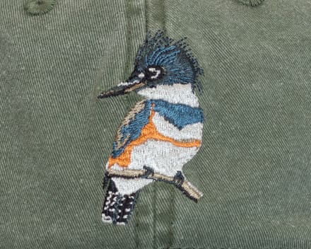 A close up of the bird on the jacket