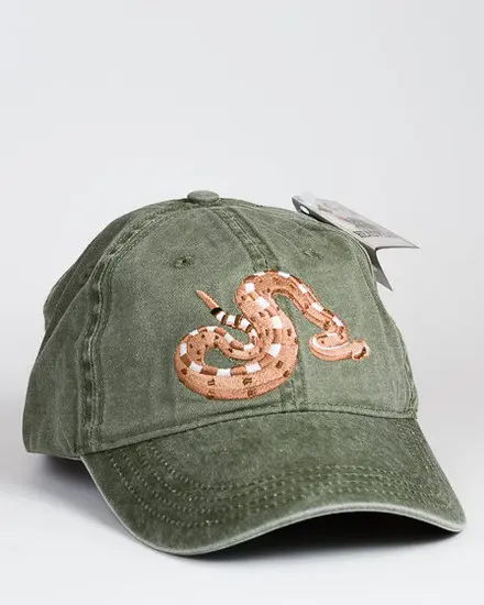 A Sidewinder Cap with a snake embroidered on it.