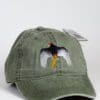 A hat with an image of a bird on it.
