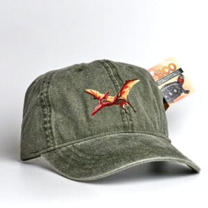 A Pileated Woodpecker Cap with a bird embroidered on it.