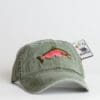 A hat with a fish on it is shown.