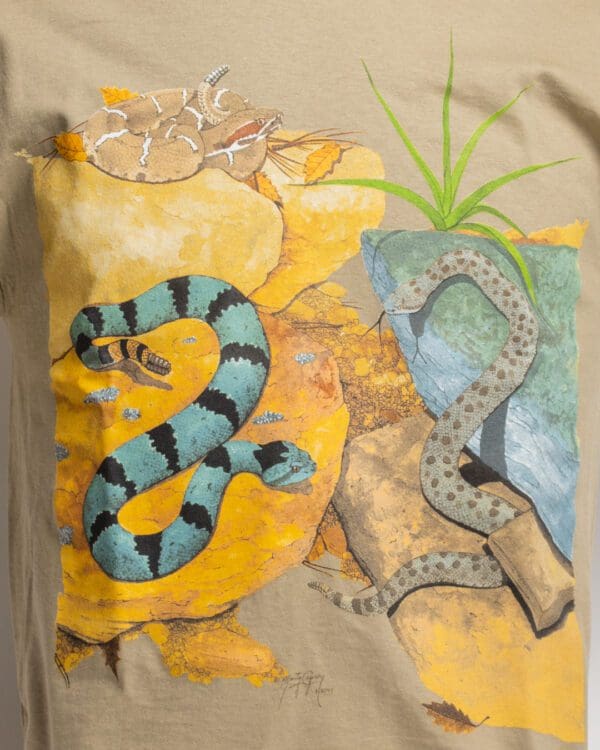 A painting of a snake and a lizard