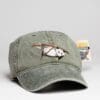 A baseball cap with an owl on it.