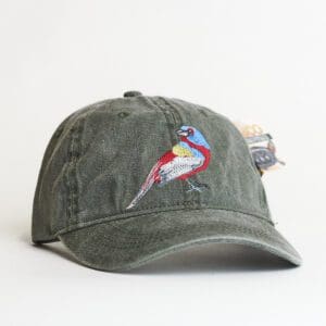 A hat with a bird on it