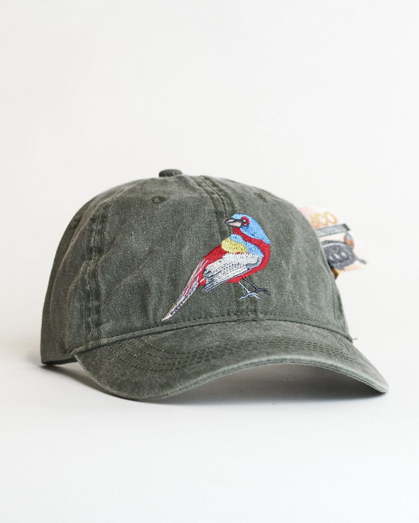 A hat with a bird on it