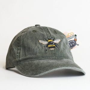 A hat with a bee on it