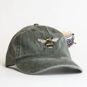A hat with a bee on it