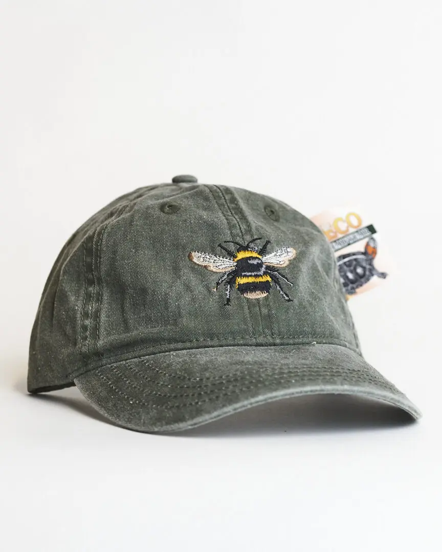 A hat with a bee on it