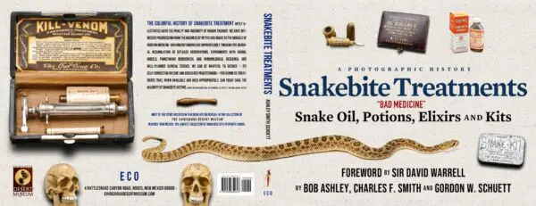 A book cover with a snake and skull